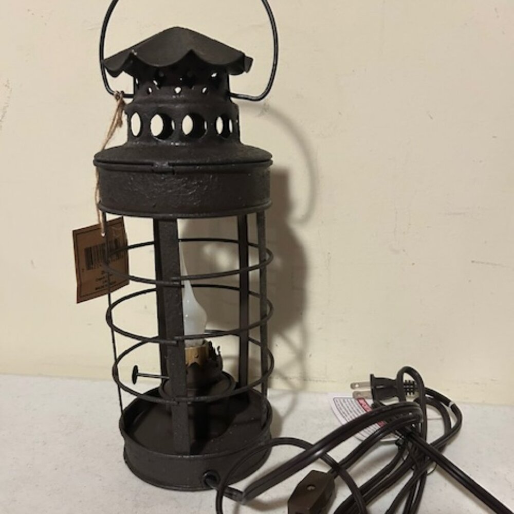 New Rustic Coach Lantern Light in distressed Brown Metal with Bulb